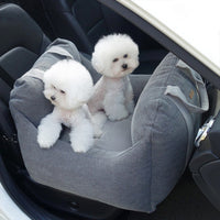 HKM-9002941 Portable Waterproof Pet Dog Car Carrier Seat with Breathable Mesh and Easy-Wash Design in Gray and Beige