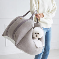 HKM-9002941 Portable Waterproof Pet Dog Car Carrier Seat with Breathable Mesh and Easy-Wash Design in Gray and Beige