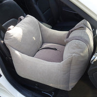 HKM-9002941 Portable Waterproof Pet Dog Car Carrier Seat with Breathable Mesh and Easy-Wash Design in Gray and Beige