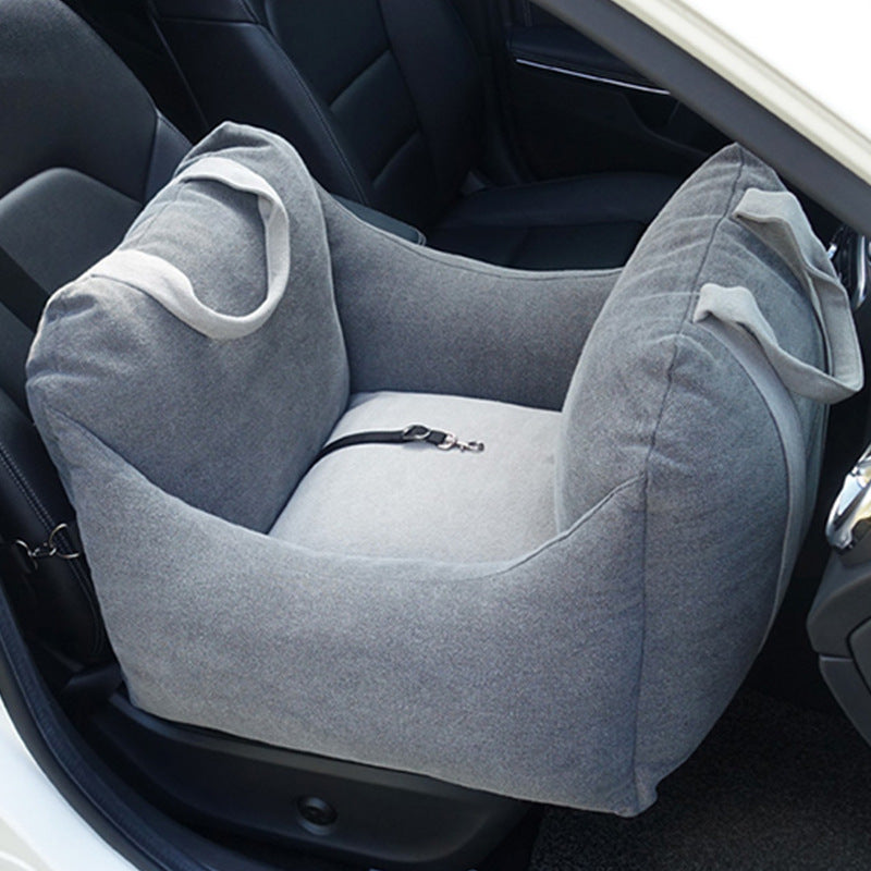 HKM-9002941 Portable Waterproof Pet Dog Car Carrier Seat with Breathable Mesh and Easy-Wash Design in Gray and Beige