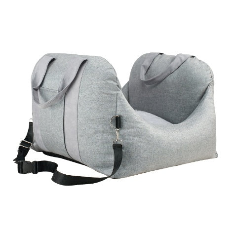 HKM-9002941 Portable Waterproof Pet Dog Car Carrier Seat with Breathable Mesh and Easy-Wash Design in Gray and Beige