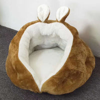 HKM-9004733 Cozy Rabbit Ear Cat Nest Pet Bed in Pink or Gray ¨C Soft Leather and Flannelette Design
