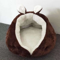 HKM-9004733 Cozy Rabbit Ear Cat Nest Pet Bed in Pink or Gray ¨C Soft Leather and Flannelette Design