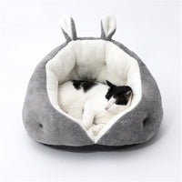 HKM-9004733 Cozy Rabbit Ear Cat Nest Pet Bed in Pink or Gray ¨C Soft Leather and Flannelette Design
