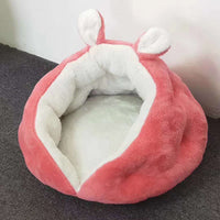 HKM-9004733 Cozy Rabbit Ear Cat Nest Pet Bed in Pink or Gray ¨C Soft Leather and Flannelette Design