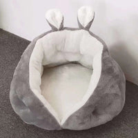 HKM-9004733 Cozy Rabbit Ear Cat Nest Pet Bed in Pink or Gray ¨C Soft Leather and Flannelette Design