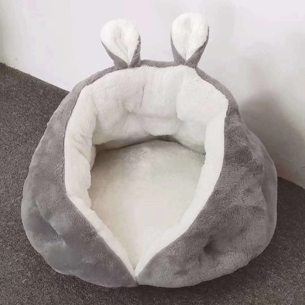 HKM-9004733 Cozy Rabbit Ear Cat Nest Pet Bed in Pink or Gray ¨C Soft Leather and Flannelette Design