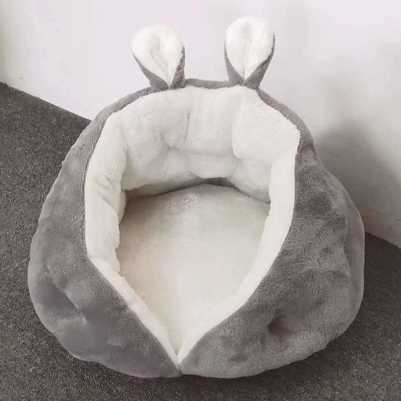 HKM-9004733 Cozy Rabbit Ear Cat Nest Pet Bed in Pink or Gray ¨C Soft Leather and Flannelette Design