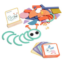 HKM-900499 100-Piece Wooden Geometric Matching Jigsaw Puzzle for Children Ages 2 and Up