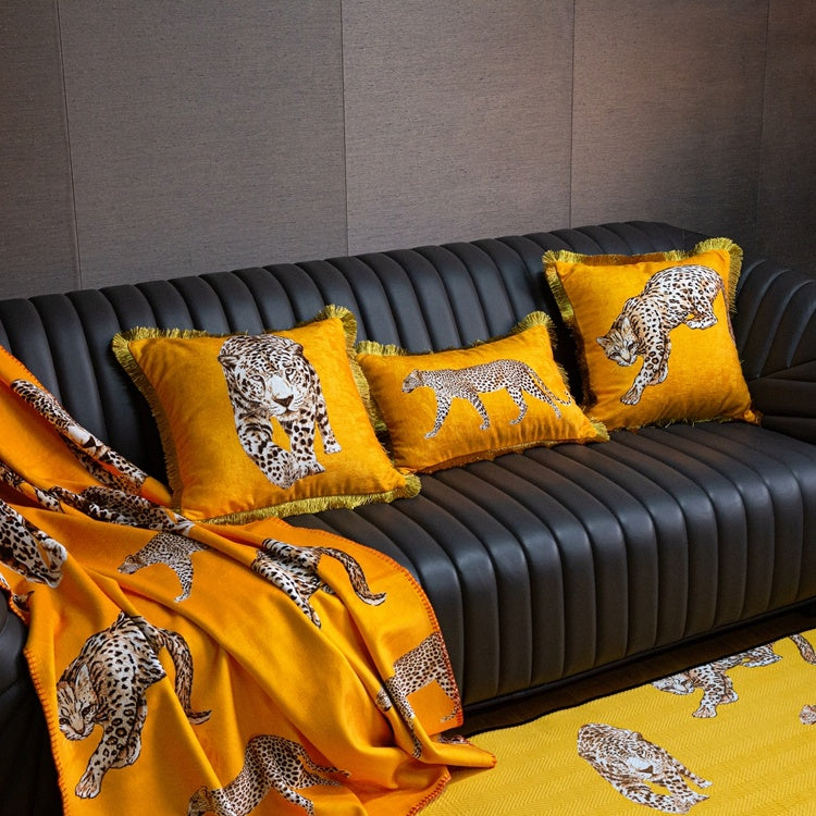 HKM-900563 Leopard Print Cartoon Waist Cushion Pillowcase for Modern Bedrooms