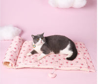 HKM-9005757 Multi-Purpose Cat Tunnel and Pet Nest in Pink and Yellow, Soft Cloth Material, All-Season Use