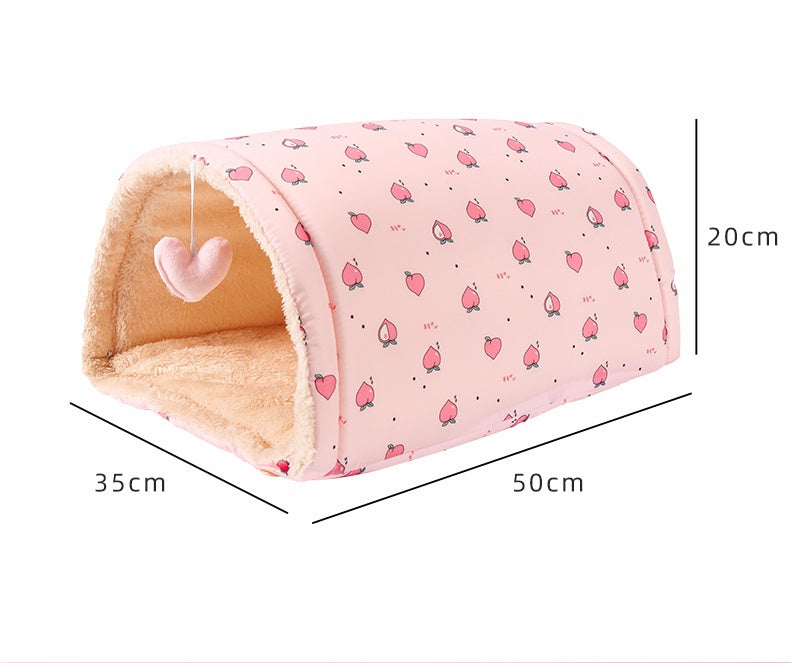 HKM-9005757 Multi-Purpose Cat Tunnel and Pet Nest in Pink and Yellow, Soft Cloth Material, All-Season Use