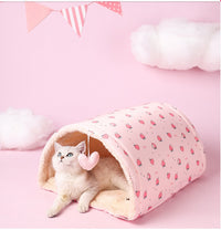 HKM-9005757 Multi-Purpose Cat Tunnel and Pet Nest in Pink and Yellow, Soft Cloth Material, All-Season Use