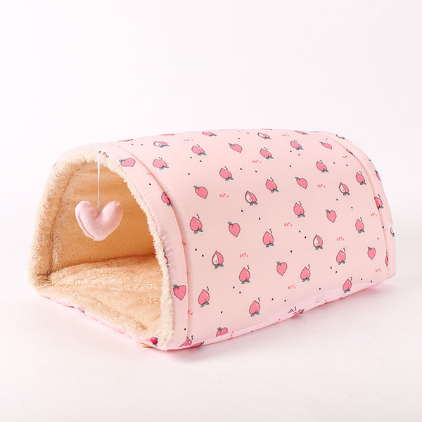 HKM-9005757 Multi-Purpose Cat Tunnel and Pet Nest in Pink and Yellow, Soft Cloth Material, All-Season Use