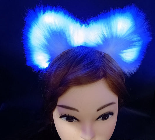 HKM-900627 Cute Plush Glowing Cat Ears Headband – Handmade Hair Accessories for Halloween