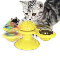 HKM-9007293 Cat Rotating Windmill Scratching Toy with Suction Base and Luminous Ball