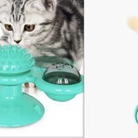 HKM-9007293 Cat Rotating Windmill Scratching Toy with Suction Base and Luminous Ball