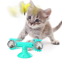 HKM-9007293 Cat Rotating Windmill Scratching Toy with Suction Base and Luminous Ball