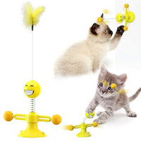 HKM-9007293 Cat Rotating Windmill Scratching Toy with Suction Base and Luminous Ball