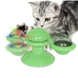 HKM-9007293 Cat Rotating Windmill Scratching Toy with Suction Base and Luminous Ball