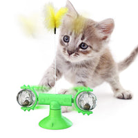 HKM-9007293 Cat Rotating Windmill Scratching Toy with Suction Base and Luminous Ball