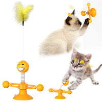 HKM-9007293 Cat Rotating Windmill Scratching Toy with Suction Base and Luminous Ball