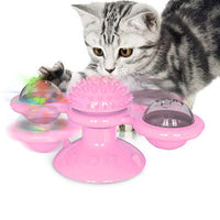 HKM-9007293 Cat Rotating Windmill Scratching Toy with Suction Base and Luminous Ball