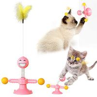HKM-9007293 Cat Rotating Windmill Scratching Toy with Suction Base and Luminous Ball