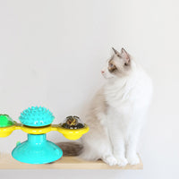HKM-9007293 Cat Rotating Windmill Scratching Toy with Suction Base and Luminous Ball