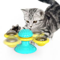 HKM-9007293 Cat Rotating Windmill Scratching Toy with Suction Base and Luminous Ball