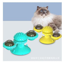 HKM-9007293 Cat Rotating Windmill Scratching Toy with Suction Base and Luminous Ball