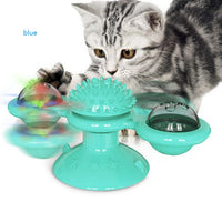 HKM-9007293 Cat Rotating Windmill Scratching Toy with Suction Base and Luminous Ball