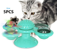 HKM-9007293 Cat Rotating Windmill Scratching Toy with Suction Base and Luminous Ball