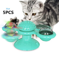 HKM-9007293 Cat Rotating Windmill Scratching Toy with Suction Base and Luminous Ball