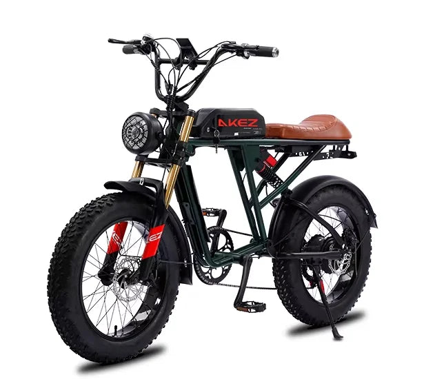 HKM-900819 Electric Mountain Bike with 750W Motor, 7-Speed Gears, 48V Lithium Battery, 20'' Wide Tires, and Disc Brakes