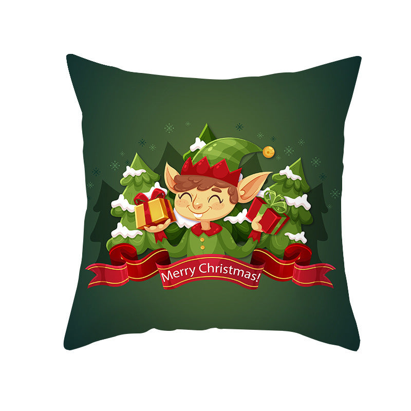 HKM-900883 Cartoon Santa Claus Peach Skin Cushion Cover, 45x45cm, Holiday Decor