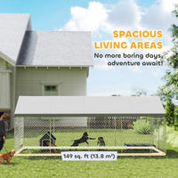 HKM-9010109 Heavy Duty Outdoor Dog Kennel with Waterproof Roof and Secure Latch, 19.7 x 7.5 x 7.9 Feet