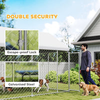 HKM-9010109 Heavy Duty Outdoor Dog Kennel with Waterproof Roof and Secure Latch, 19.7 x 7.5 x 7.9 Feet