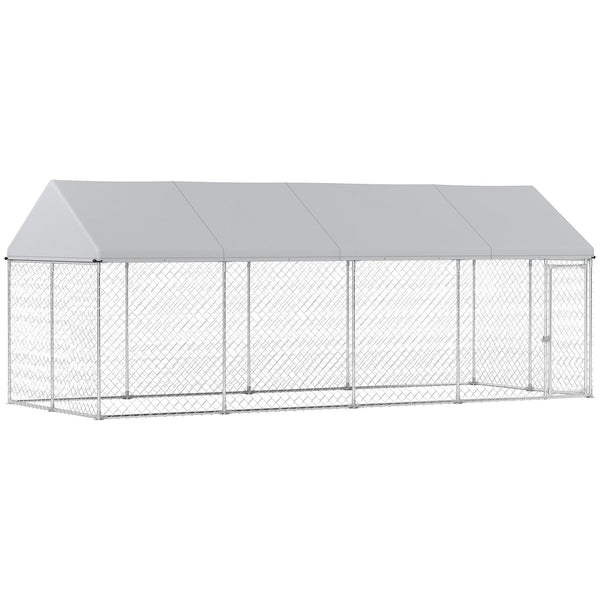 HKM-9010109 Heavy Duty Outdoor Dog Kennel with Waterproof Roof and Secure Latch, 19.7 x 7.5 x 7.9 Feet