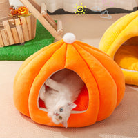 HKM-9010493 Cozy Pumpkin-Shaped Cat Litter Enclosure with High Elastic PP Cotton, Available in Three Sizes