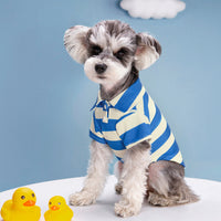 HKM-9010621 Striped Pet Dog Polo Shirt with Beaded Lapel - Elastic Fit in Various Colors and Sizes
