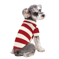 HKM-9010621 Striped Pet Dog Polo Shirt with Beaded Lapel - Elastic Fit in Various Colors and Sizes