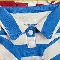 HKM-9010621 Striped Pet Dog Polo Shirt with Beaded Lapel - Elastic Fit in Various Colors and Sizes