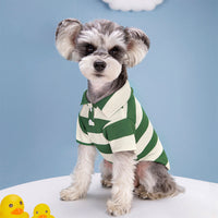HKM-9010621 Striped Pet Dog Polo Shirt with Beaded Lapel - Elastic Fit in Various Colors and Sizes