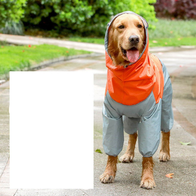 HKM-9012797 Reflective Medium Dog Raincoat in Yellow/Blue or Orange/Gray for All Weather Protection