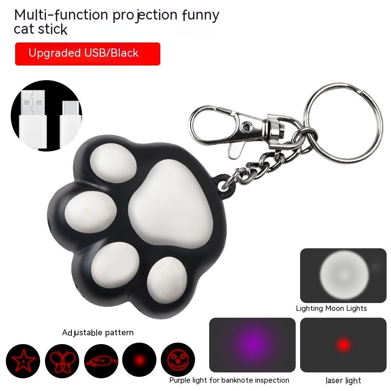 HKM-9013693 Cute Cartoon Cat Laser Toy with Self-Locking Three-Light Source and USB Charging