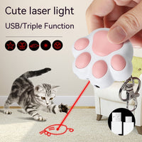HKM-9013693 Cute Cartoon Cat Laser Toy with Self-Locking Three-Light Source and USB Charging