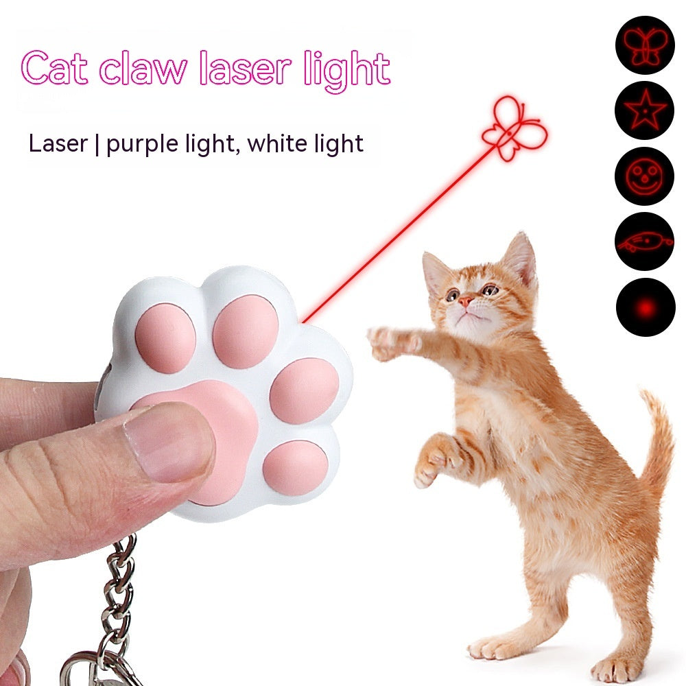 HKM-9013693 Cute Cartoon Cat Laser Toy with Self-Locking Three-Light Source and USB Charging