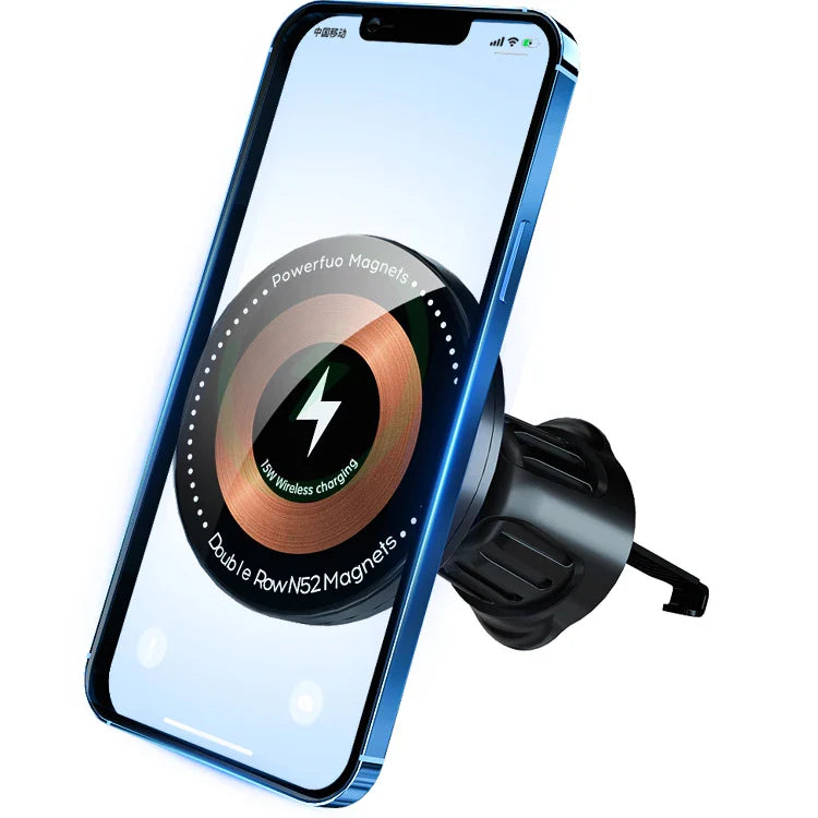 HKM-901395 Foldable Magnetic Suction Phone Holder with 15W Wireless Charging for Car Use
