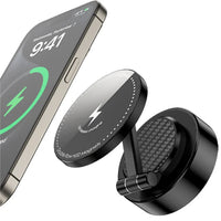 HKM-901395 Foldable Magnetic Suction Phone Holder with 15W Wireless Charging for Car Use